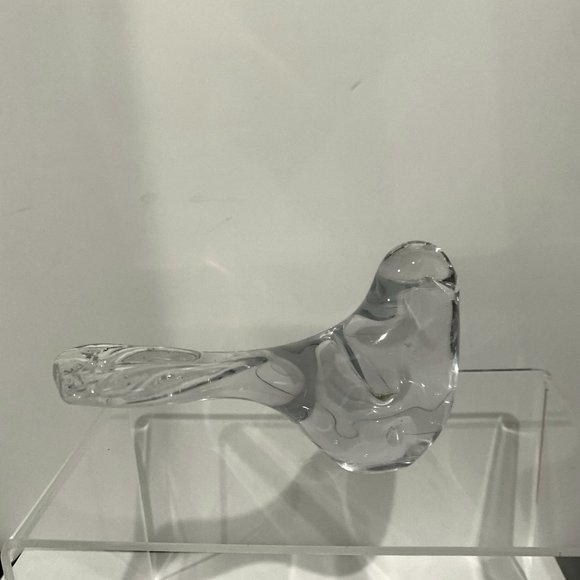 Unbranded Clear Art Glass Bird Paperweight Figurine 5" Long Tabletop Decor - Picture 4 of 8